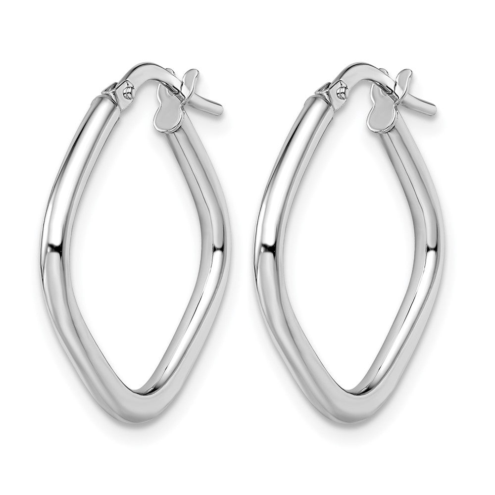 10K White Gold Polished Square Hoop Earrings