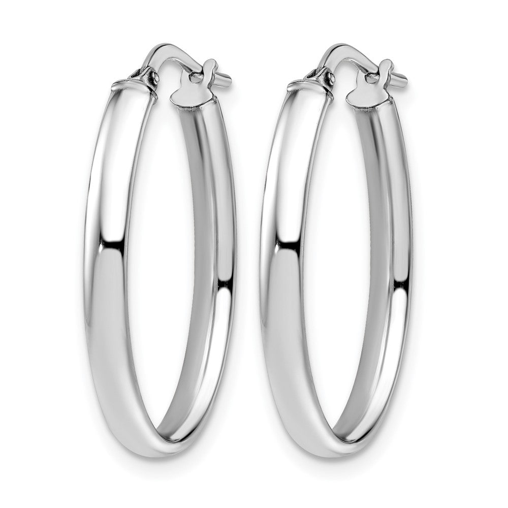 10K White Gold Polished Oval Hoop Earrings