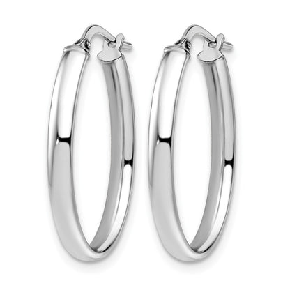 10K White Gold Polished Oval Hoop Earrings