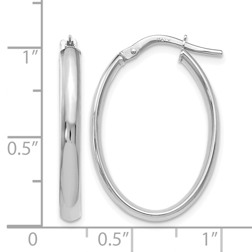 10K White Gold Polished Oval Hoop Earrings