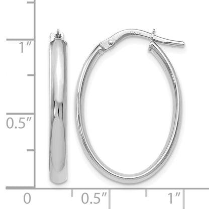 10K White Gold Polished Oval Hoop Earrings