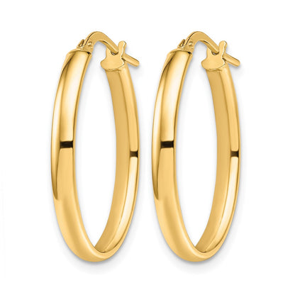 10K Yellow Gold Polished Oval Hoop Earrings