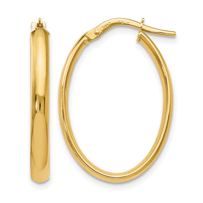 10K Yellow Gold Polished Oval Hoop Earrings