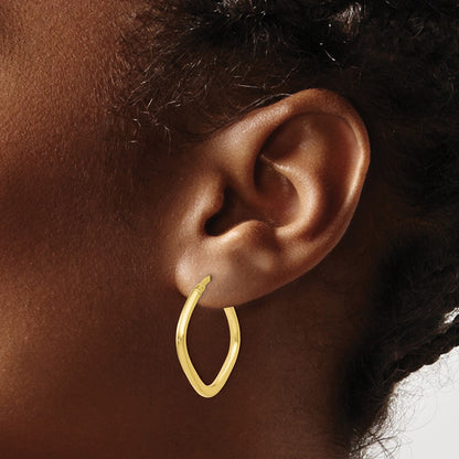 10K Yellow Gold Polished Square Hoop Earrings