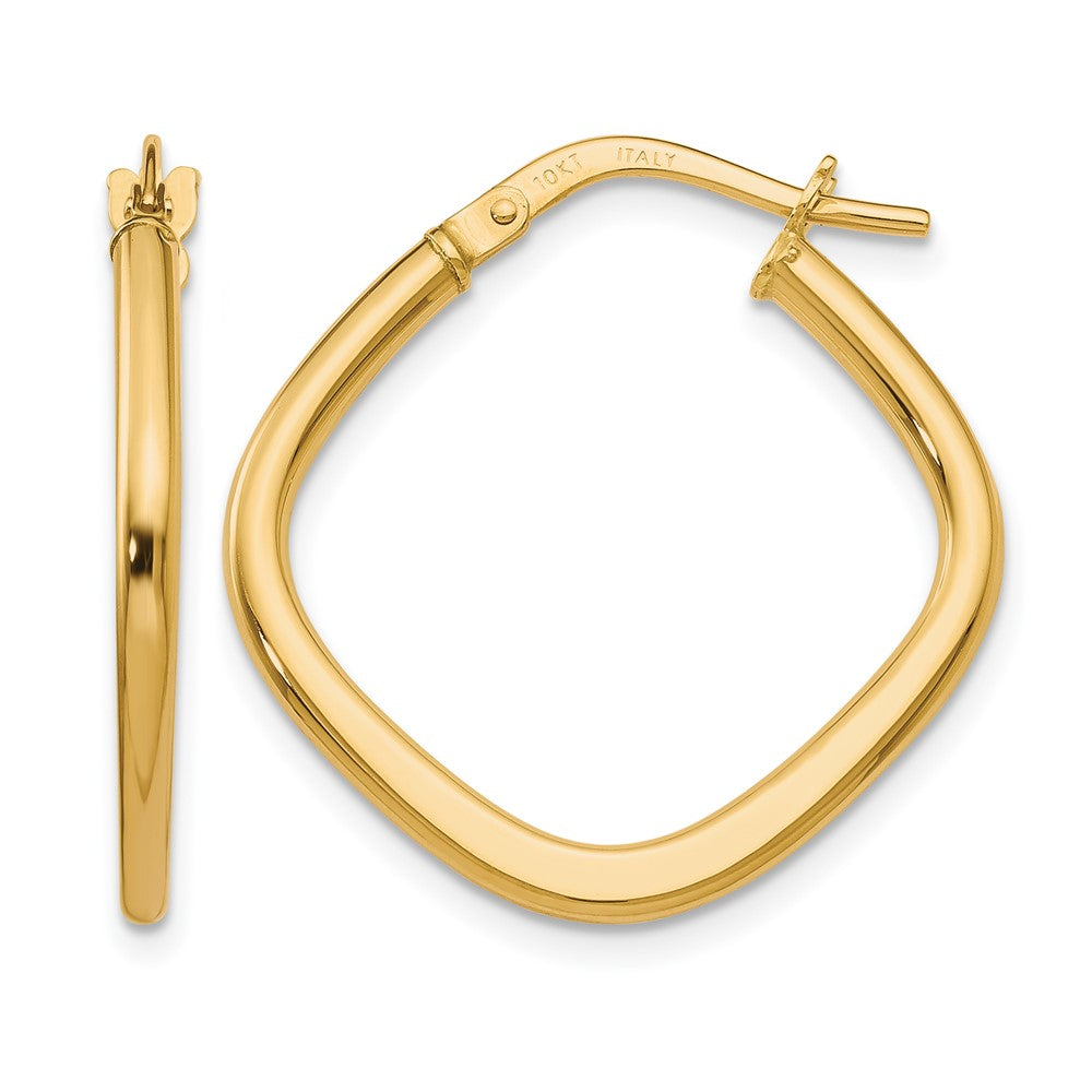 10K Yellow Gold Polished Square Hoop Earrings