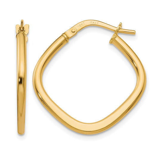 10K Yellow Gold Polished Square Hoop Earrings