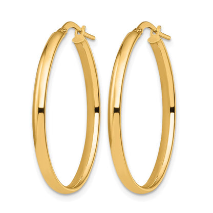 10K Yellow Gold Polished Oval Hoop Earrings