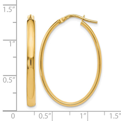 10K Yellow Gold Polished Oval Hoop Earrings