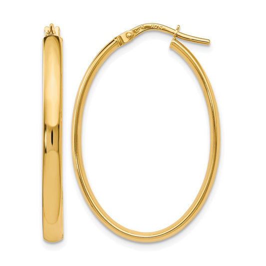 10K Yellow Gold Polished Oval Hoop Earrings