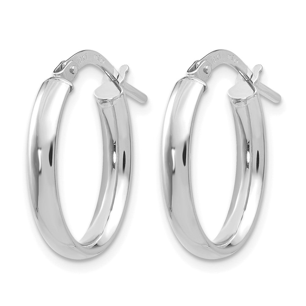 10K White Gold Polished Hoop Earrings