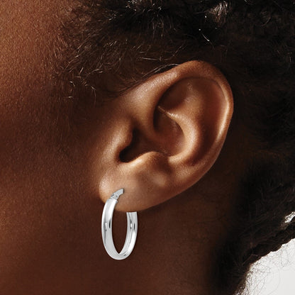 10K White Gold Polished Hoop Earrings