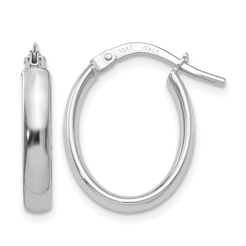 10K White Gold Polished Hoop Earrings