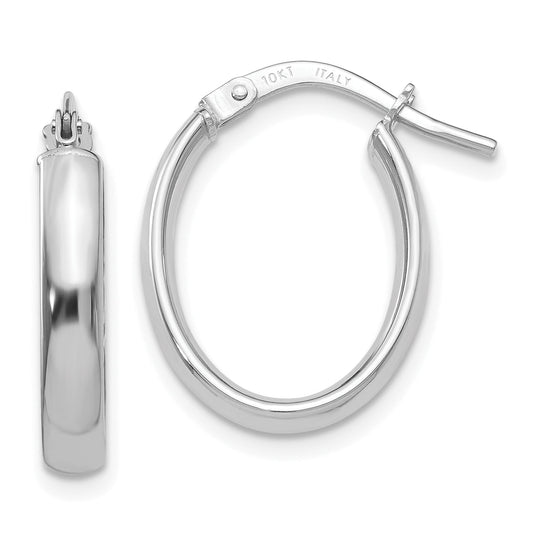 10K White Gold Polished Hoop Earrings
