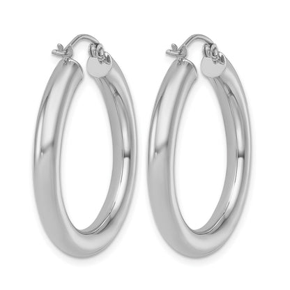 10K White Gold Polished Lightweight Hoop Earrings
