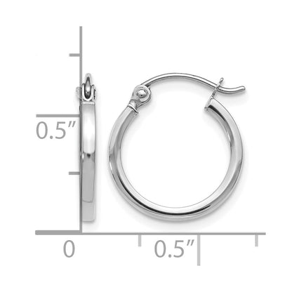 10K White Gold Polished Hoop Earrings