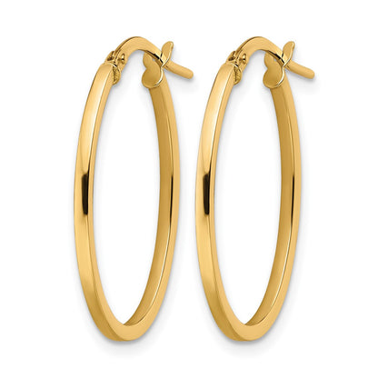 10K Yellow Gold Polished Oval Hoop Earrings