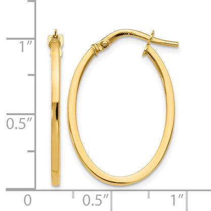 10K Yellow Gold Polished Oval Hoop Earrings