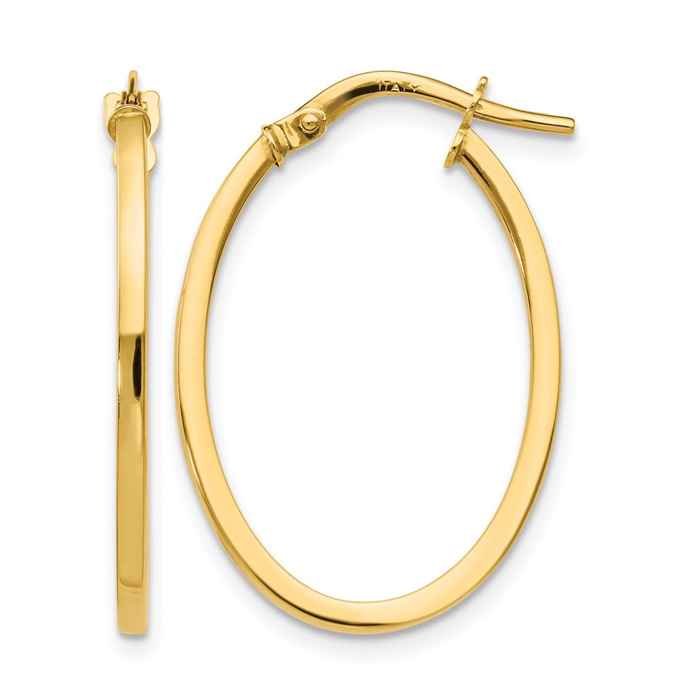 10K Yellow Gold Polished Oval Hoop Earrings