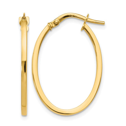 10K Yellow Gold Polished Oval Hoop Earrings