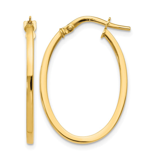 10K Yellow Gold Polished Oval Hoop Earrings