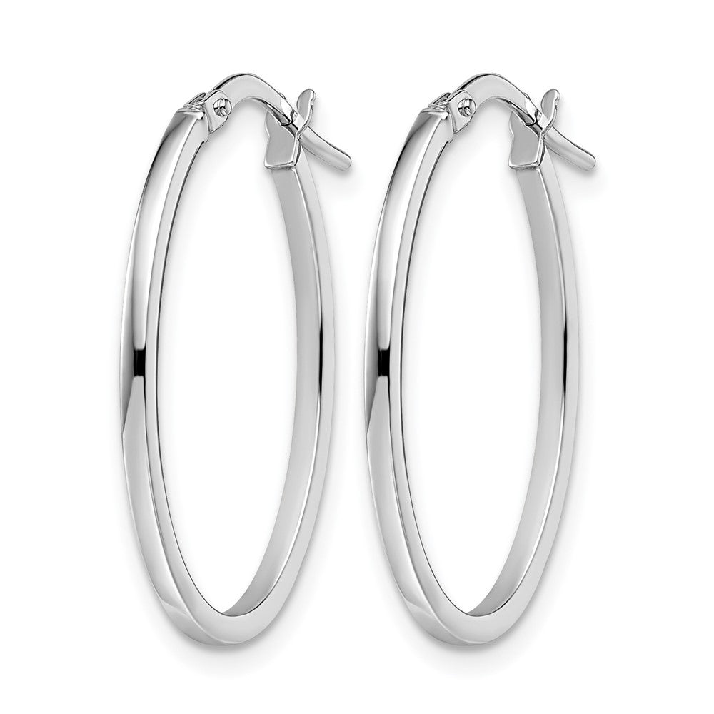 10K White Gold Polished Oval Hoop Earrings