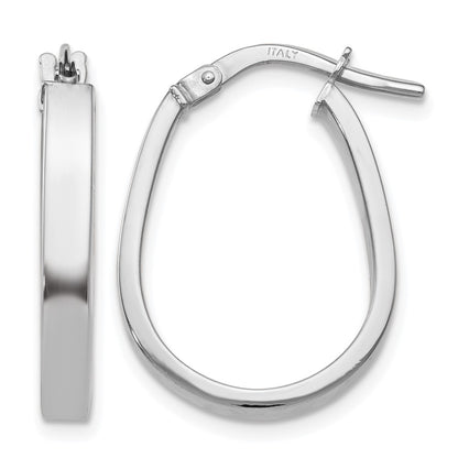 10K White Gold Polished U-Shape Hoop Earrings