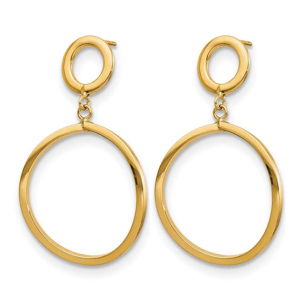 10K Yellow Gold Polished Round Post Dangle Earrings