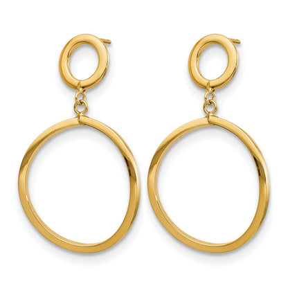 10K Yellow Gold Polished Round Post Dangle Earrings