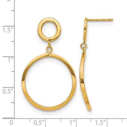 10K Yellow Gold Polished Round Post Dangle Earrings