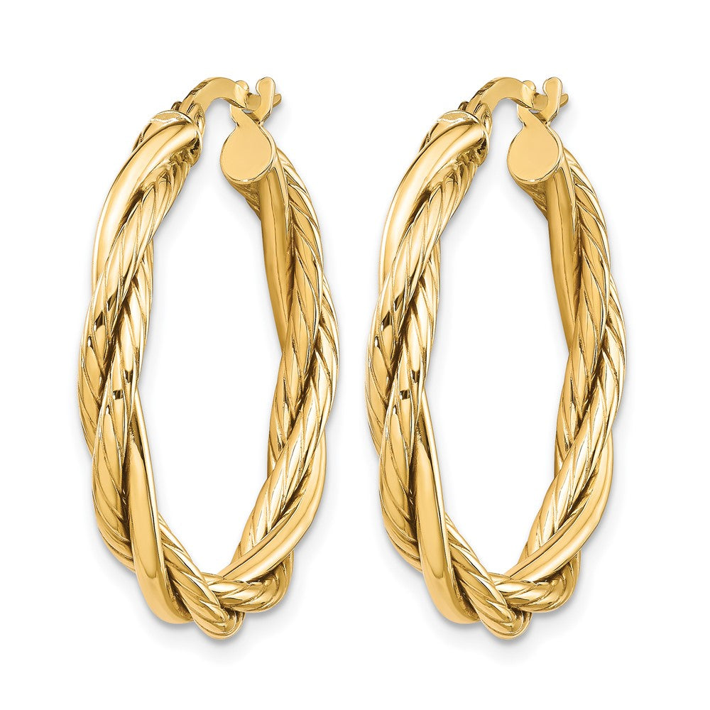 10K Yellow Gold Polished Twisted Hoop Earrings