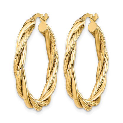 10K Yellow Gold Polished Twisted Hoop Earrings