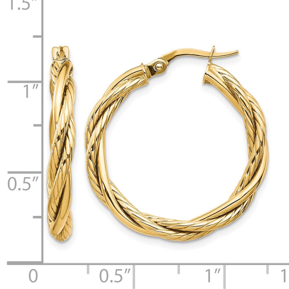 10K Yellow Gold Polished Twisted Hoop Earrings