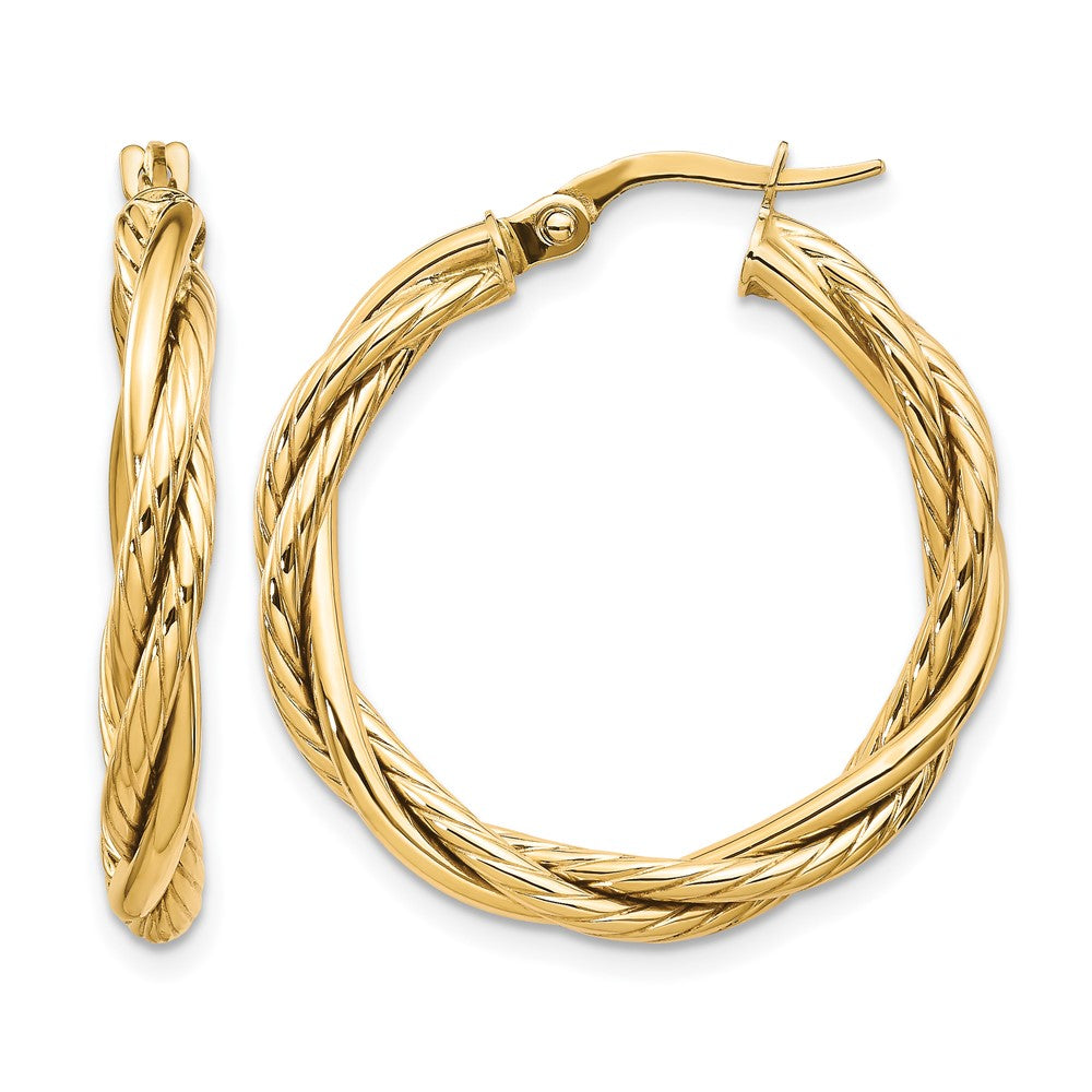 10K Yellow Gold Polished Twisted Hoop Earrings