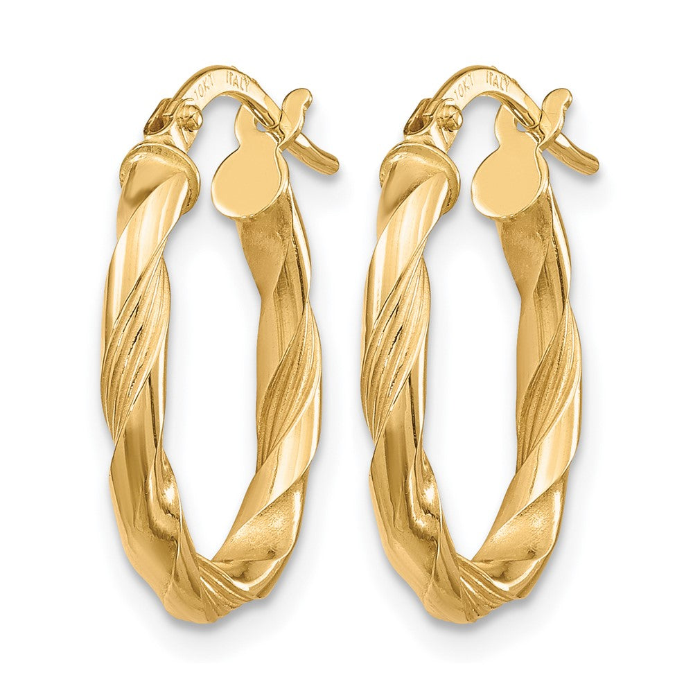 10K Yellow Gold Polished And Textured Hoop Earrings