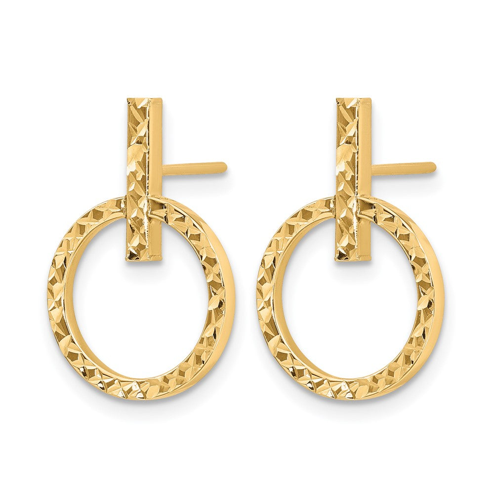 10K Yellow Gold Polished D/C Post Dangle Earrings