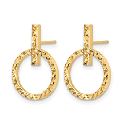 10K Yellow Gold Polished D/C Post Dangle Earrings