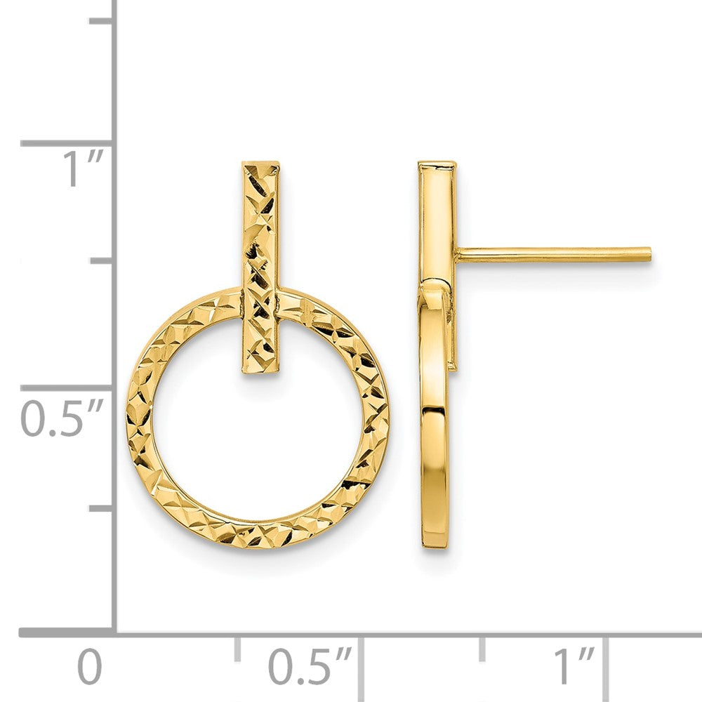 10K Yellow Gold Polished D/C Post Dangle Earrings