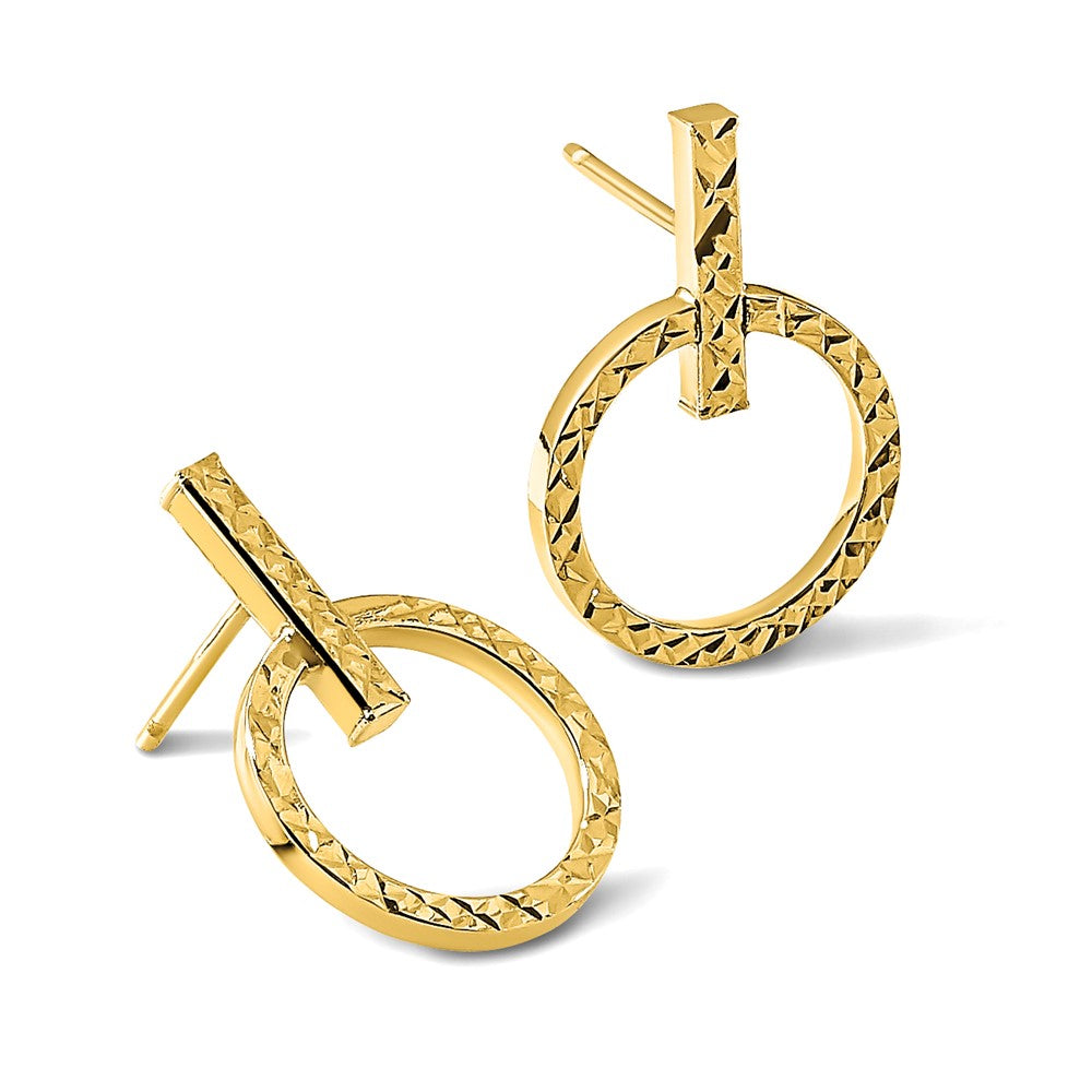 10K Yellow Gold Polished D/C Post Dangle Earrings