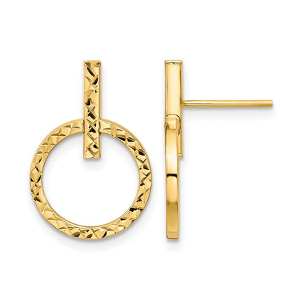 10K Yellow Gold Polished D/C Post Dangle Earrings