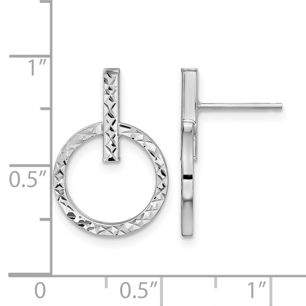 10K Yellow Rhodium With White Plating Polished D/C Post Dangle Earrings