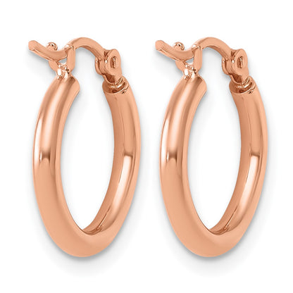 10K Rose Gold Polished Hinged Hoop Earrings