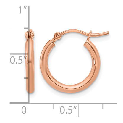 10K Rose Gold Polished Hinged Hoop Earrings