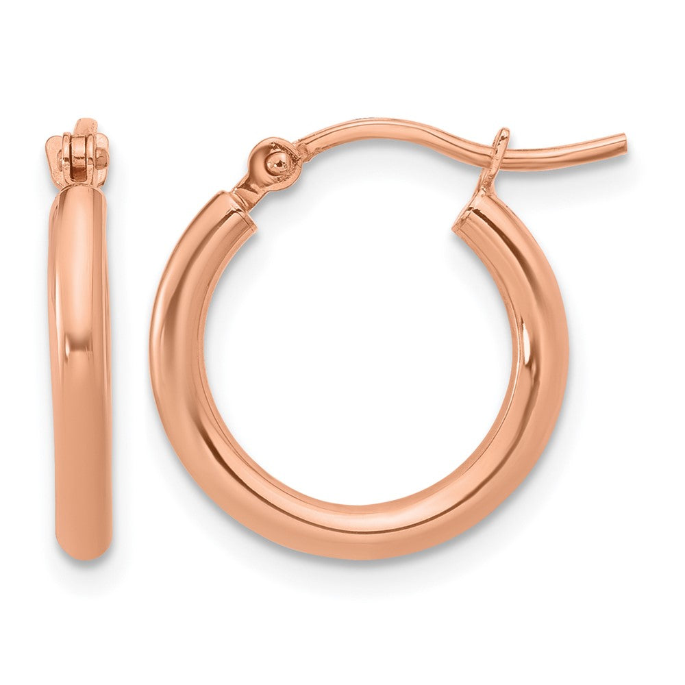 10K Rose Gold Polished Hinged Hoop Earrings