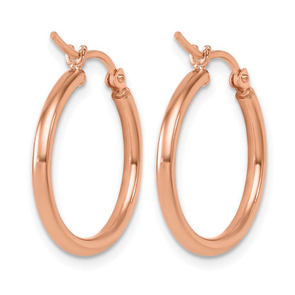 10K Rose Gold Polished Hinged Hoop Earrings