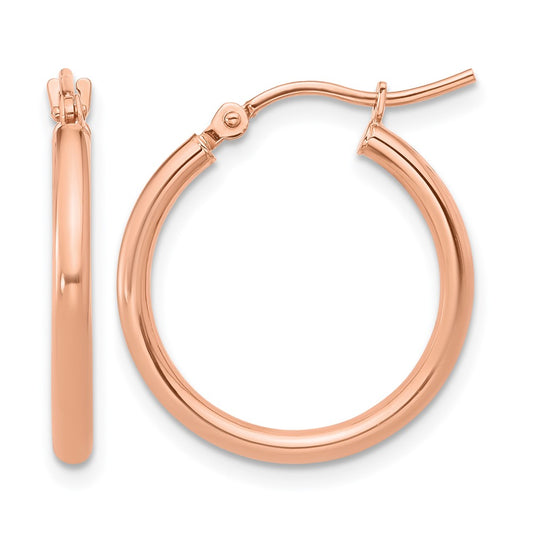 10K Rose Gold Polished Hinged Hoop Earrings