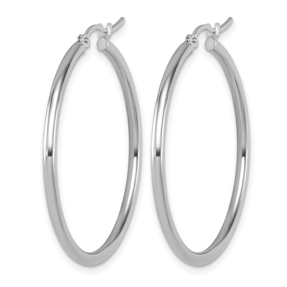 10K White Gold Polished Hinged Hoop Earrings
