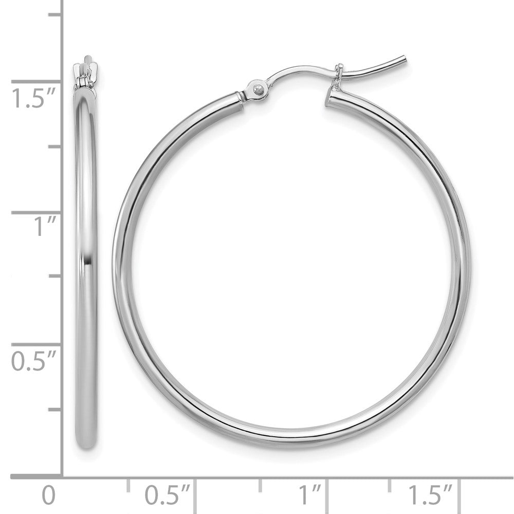 10K White Gold Polished Hinged Hoop Earrings