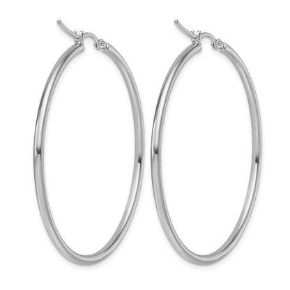 10K White Gold Polished Hinged Hoop Earrings
