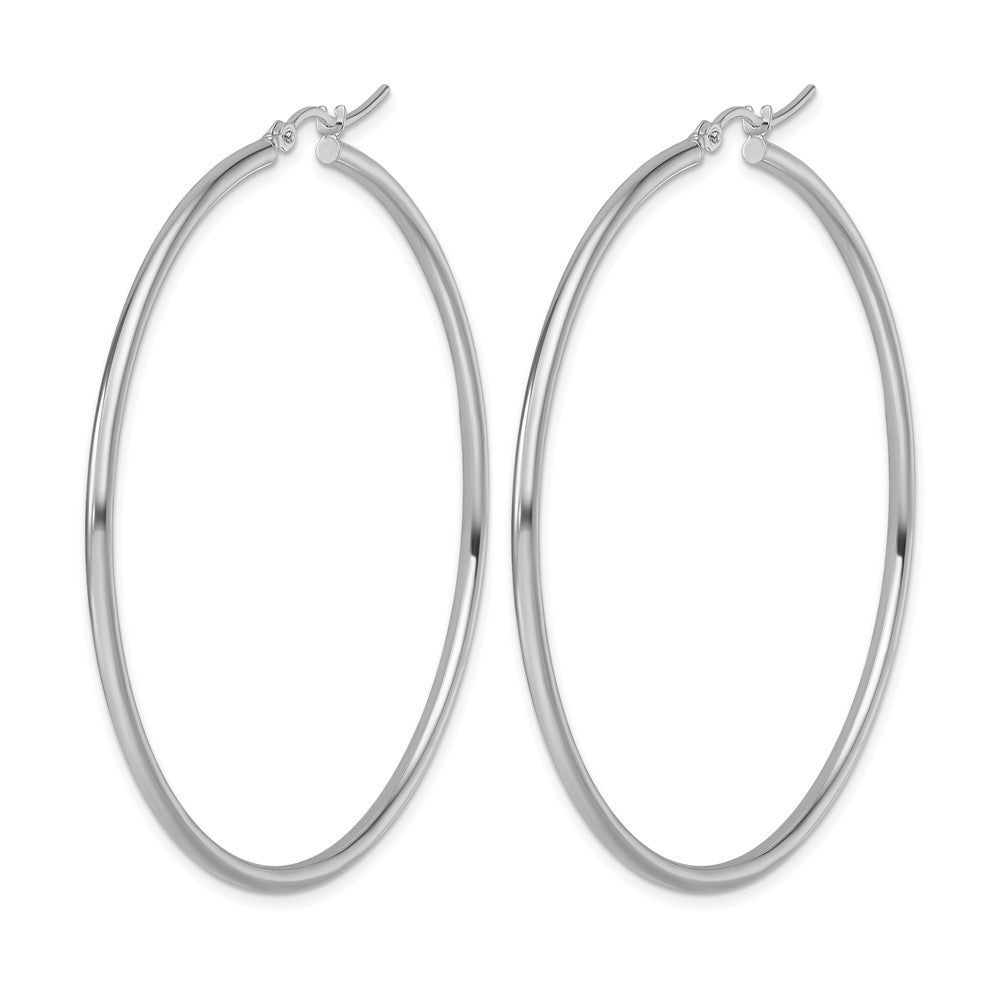 10K White Gold Polished Hinged Hoop Earrings