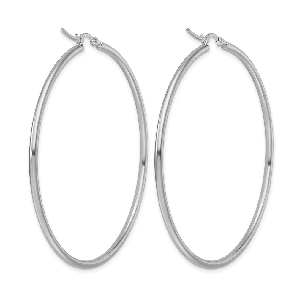 10K White Gold Polished Hinged Hoop Earrings